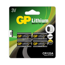 GP Piles Lithium CR123A, pack de 4 