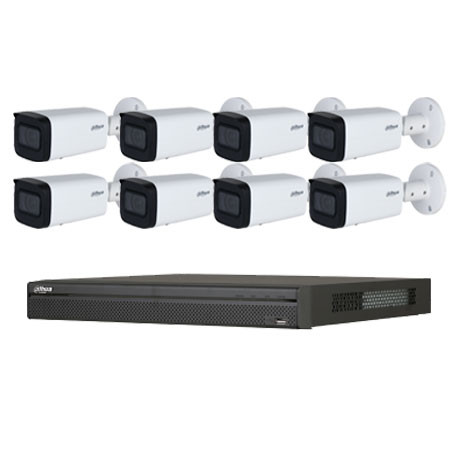 KIT Vidéosurveillance DAHUA 8 Caméras Bullet 4MP + IA + IR 60m