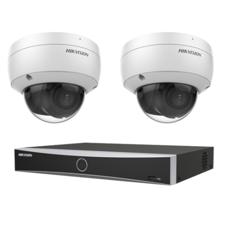 KIT Vidéosurveillance HIKVISION 2 Caméras Dômes 4MP + IA + IR