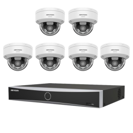 KIT Vidéosurveillance HIKVISION 6 Caméras Dômes 4MP ColorVu IA