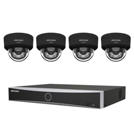 KIT Vidéosurveillance HIKVISION 4 Caméras Noires 4MP ColorVu IA
