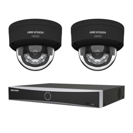 KIT Vidéosurveillance HIKVISION 2 Caméras Noirs 4MP ColorVu IA