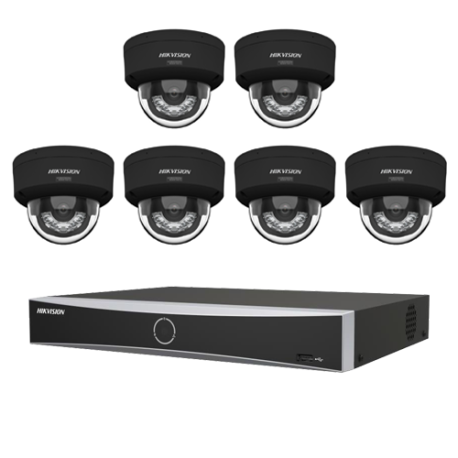 KIT Vidéosurveillance HIKVISION 6 Caméras Noirs 4MP ColorVu IA