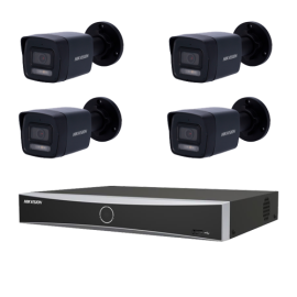 KIT Vidéosurveillance HIKVISION 4 Caméras Bullet Noires Hybride