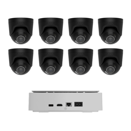 KIT Vidéosurveillance AJAX 8 Caméras Turret Hybrid Light 5MP