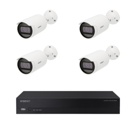 KIT Vidéosurveillance HANWHA 4 Caméras Bullet 4 MP IR 20m