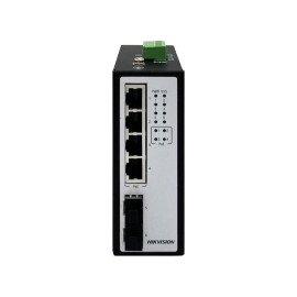 Switch PoE industriel géré Hikvision DS-3T2506P - 4 ports Gigabit PoE, 2 ports SFP fibre, boîtier métal IP40