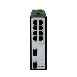 Switch PoE industriel Hikvision DS-3T2510P 8 ports Gigabit - boîtier métal IP40 DIN rail