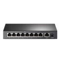Switch de bureau TP-LINK TL-SF1009P V6 boitier noir 8 ports PoE+ face avant
