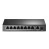 Switch de bureau TP-LINK TL-SF1009P V6 boitier noir 8 ports PoE+ face avant