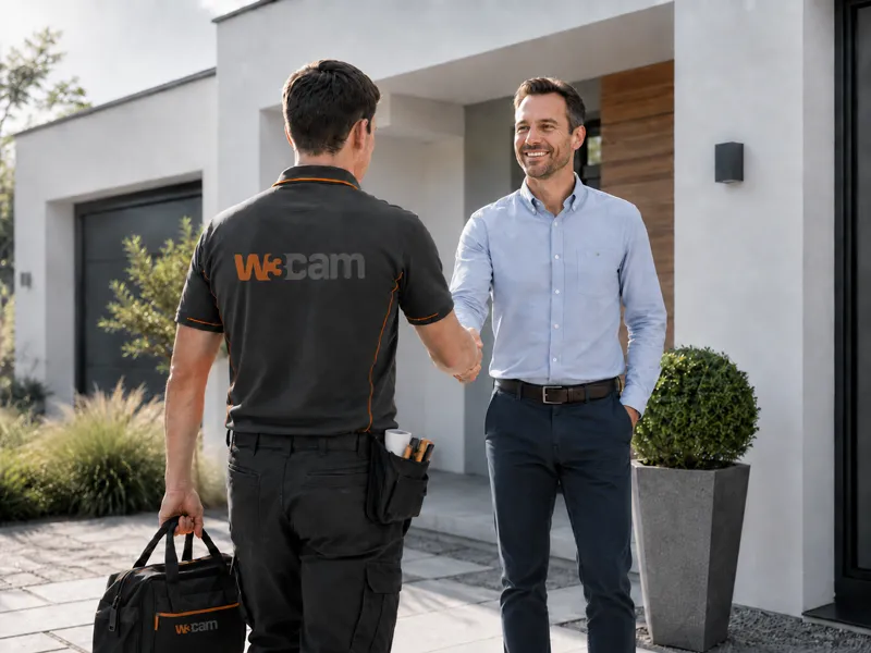 Technicien W3CAM échangeant avec un client