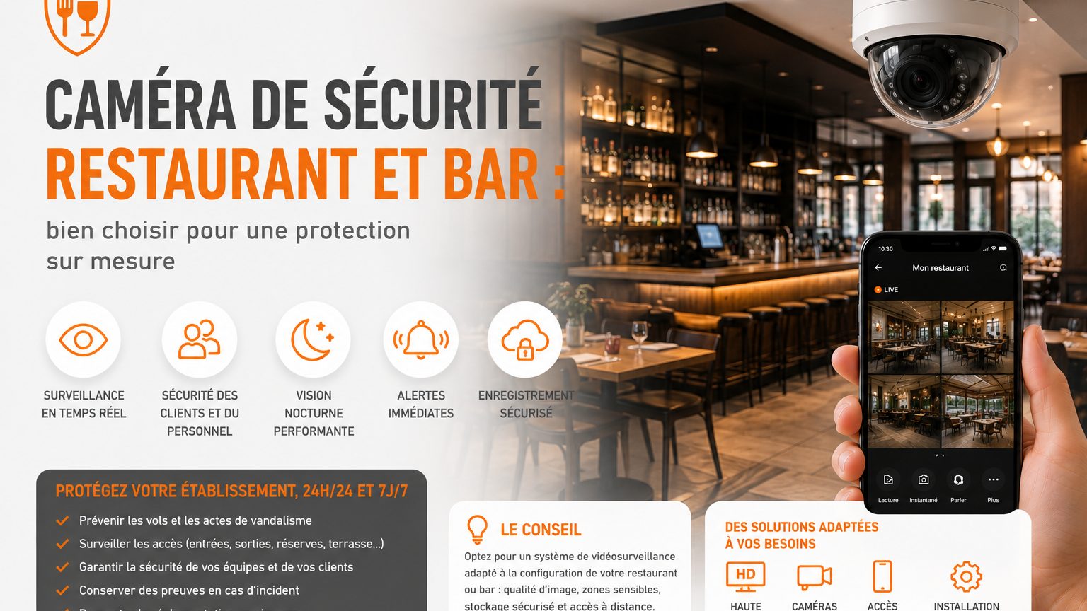 Caméra sécurité restaurant & bar | W3CAM