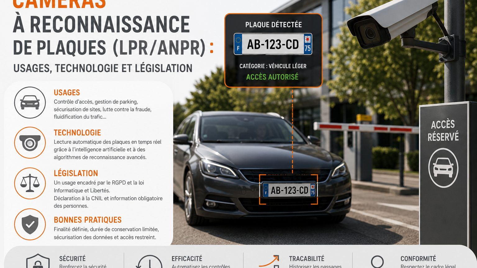 Caméras à reconnaissance de plaques (LPR/ANPR) : usages, technologie et législation