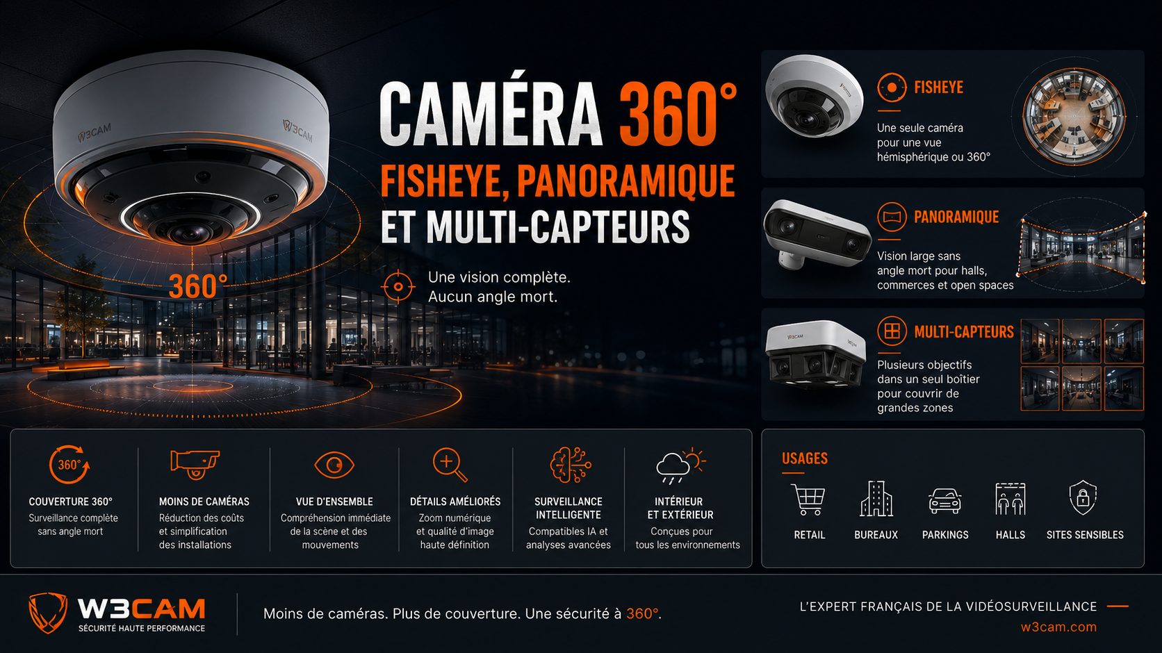 Caméra panoramique 360° : fisheye, PTZ ou multisensor ?