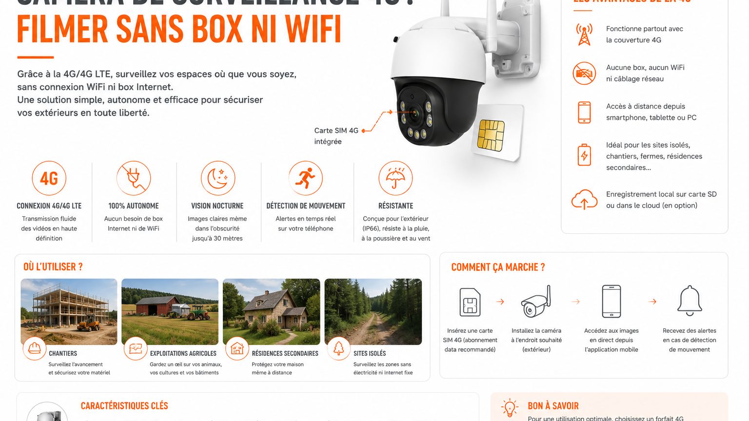 Caméra de surveillance 4G : filmer sans box ni WiFi