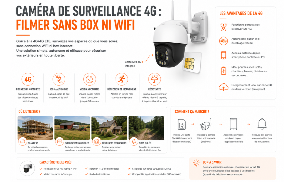 Caméra de surveillance 4G : filmer sans box ni WiFi