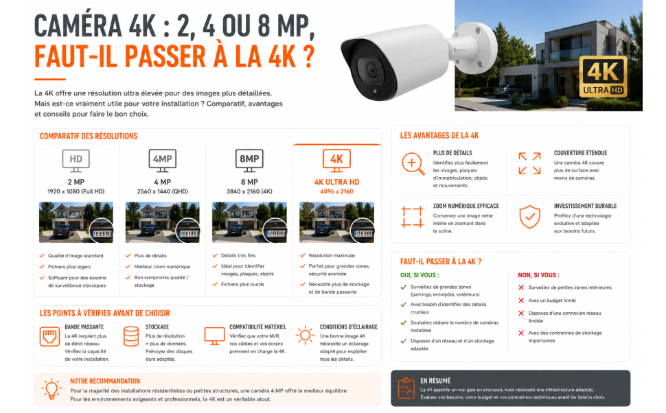 Caméra 4K : 2, 4 ou 8 MP, faut-il passer à la 4K ?
